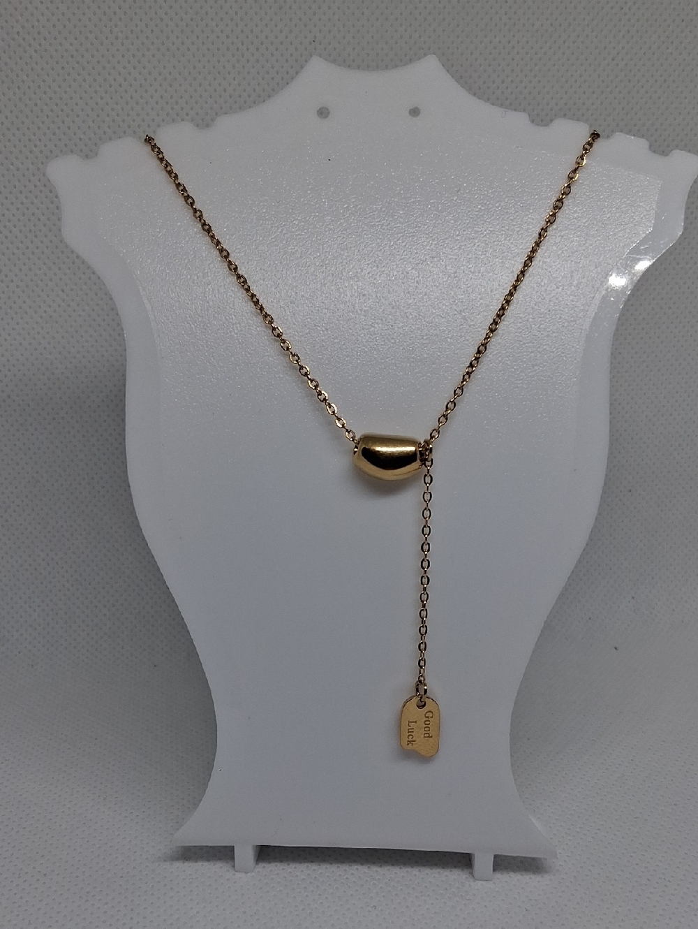 18K GP Women’s Lariat Necklace - Good Luck Pendant